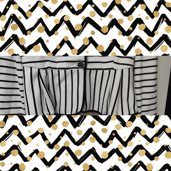 🖤Valerie Bertinelli Black & White Striped Button Up Blazer, Size Large - Picture 3 of 5